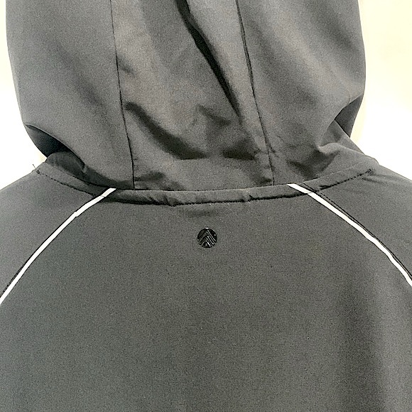 Mens Running Jacket Size Large Black Reflective Trim Lightweight Zip Hoodie - Picture 5 of 13